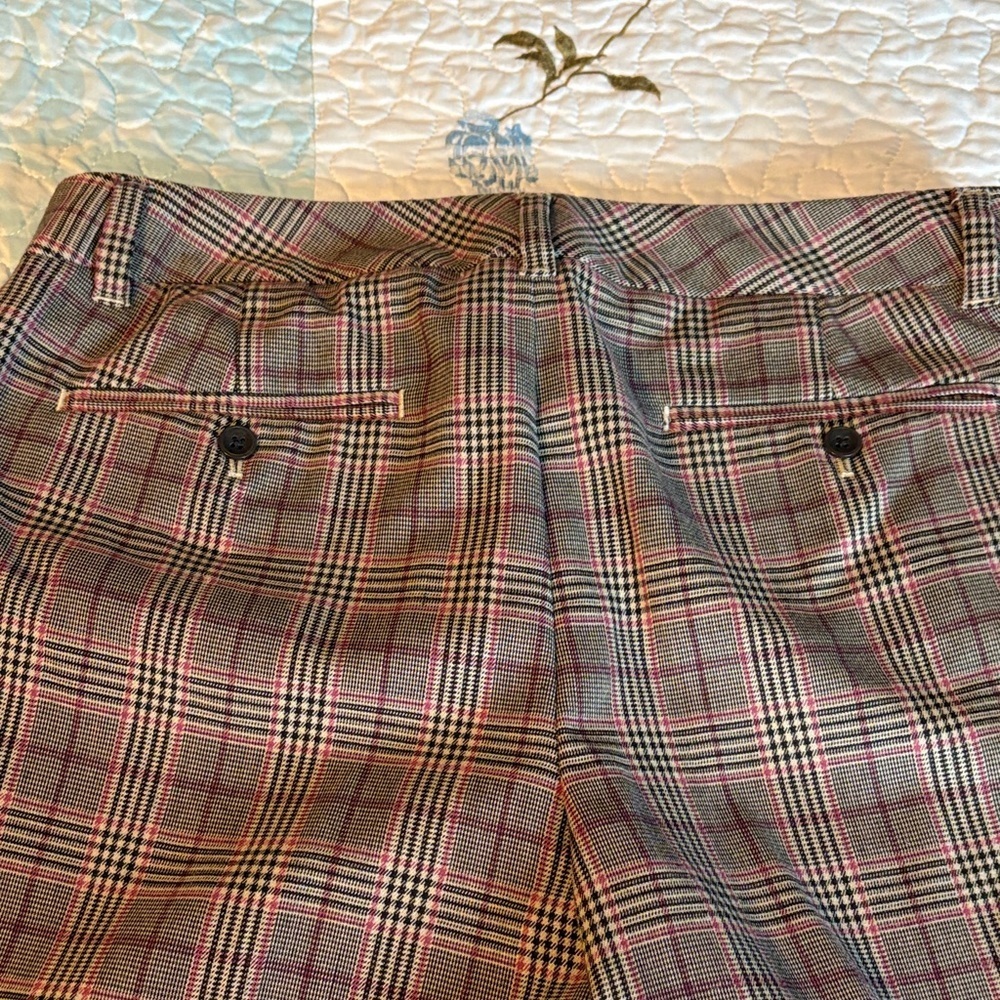 GAP Women’s Slim Cropped Plaid Pants -Brown, Tan & Pink Size 6 Stretch - Picture 7 of 10